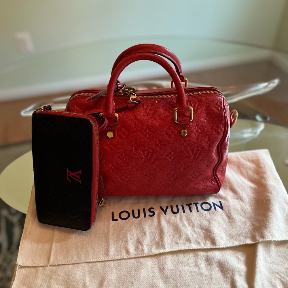Louis Vuitton Red Emprinte Speedy Bag & Long Wallet - Picture 2 of 16